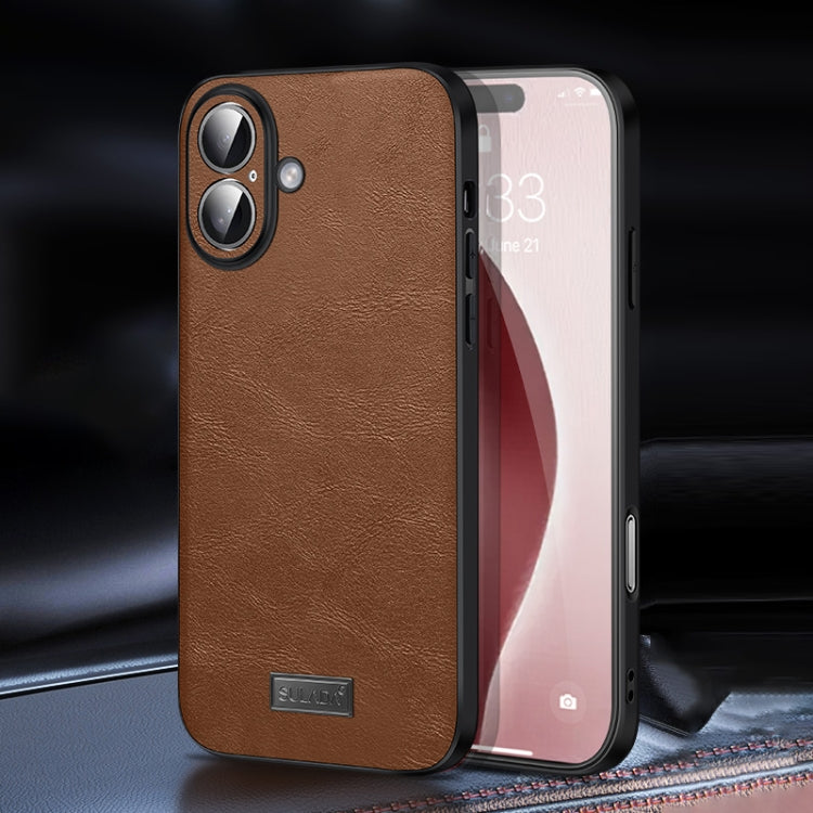 SULADA Shockproof TPU Hybrid Handmade Leather Phone Case, For iPhone 16 Pro Max, For iPhone 16 Pro, For iPhone 16 Plus, For iPhone 16