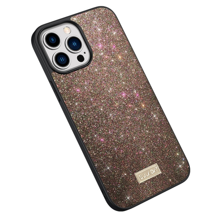 SULADA Glittery PC Hybrid TPU Handmade Leather Phone Case, For iPhone 16 Pro Max, For iPhone 16 Pro, For iPhone 16 Plus, For iPhone 16, For iPhone 15 Pro Max