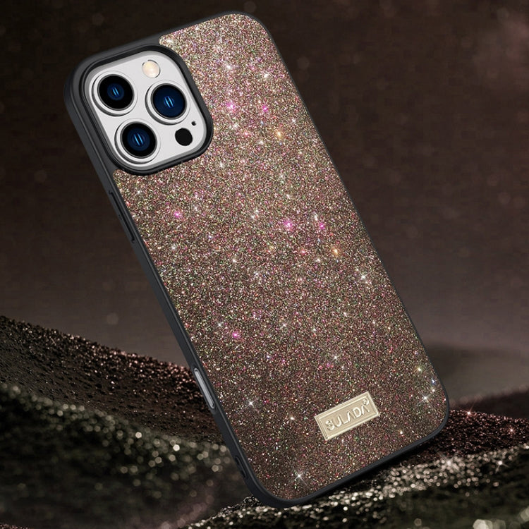 SULADA Glittery PC Hybrid TPU Handmade Leather Phone Case, For iPhone 16 Pro Max, For iPhone 16 Pro, For iPhone 16 Plus, For iPhone 16, For iPhone 15 Pro Max