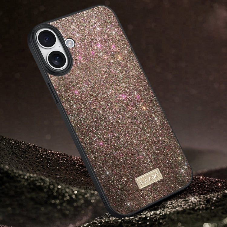 SULADA Glittery PC Hybrid TPU Handmade Leather Phone Case, For iPhone 16 Pro Max, For iPhone 16 Pro, For iPhone 16 Plus, For iPhone 16, For iPhone 15 Pro Max