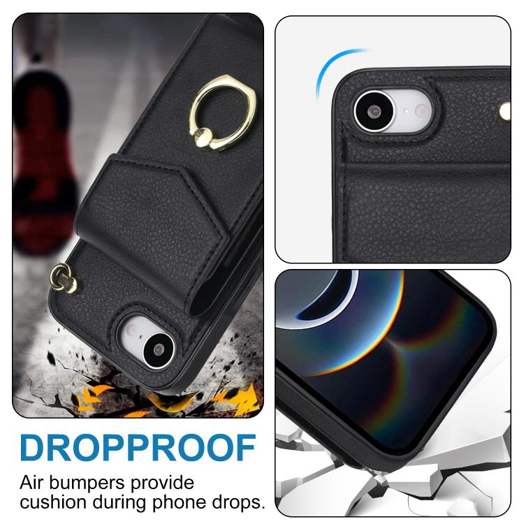 Ring Holder RFID Card Slot Phone Case, For iPhone 17e / 16e, For iPhone 17 Pro Max, For iPhone 17 Pro, For iPhone 17