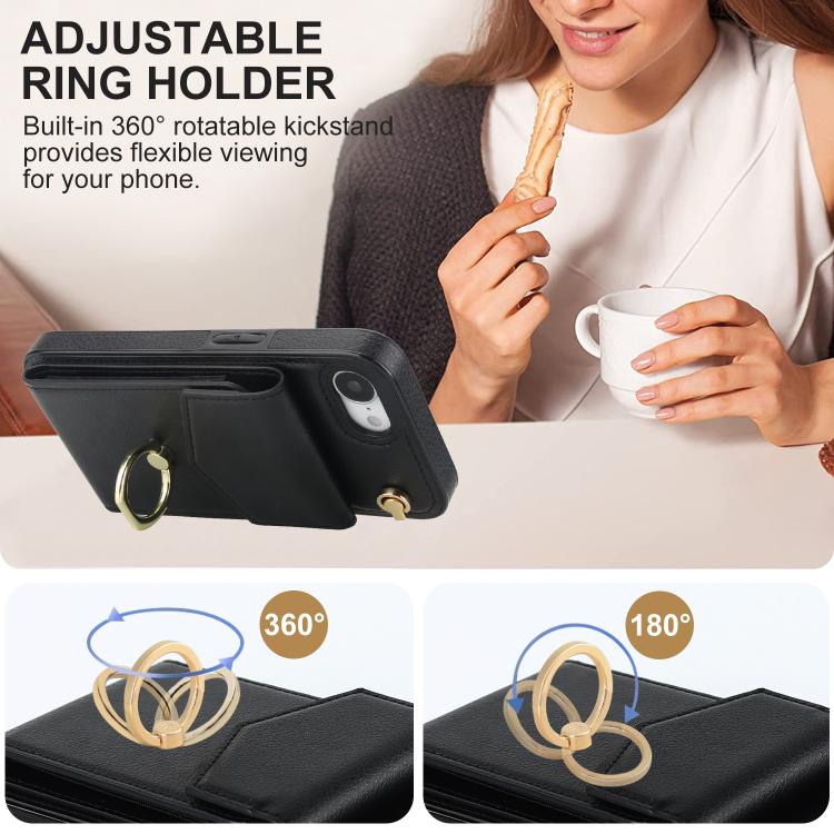 Ring Holder RFID Card Slot Phone Case, For iPhone 17e / 16e, For iPhone 17 Pro Max, For iPhone 17 Pro, For iPhone 17