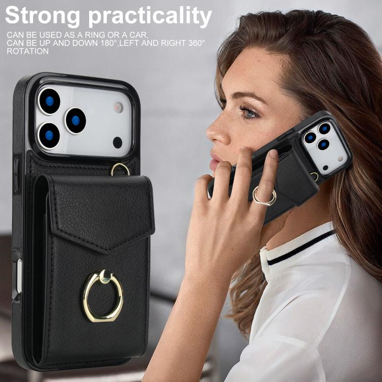 Ring Holder RFID Card Slot Phone Case, For iPhone 17e / 16e, For iPhone 17 Pro Max, For iPhone 17 Pro, For iPhone 17