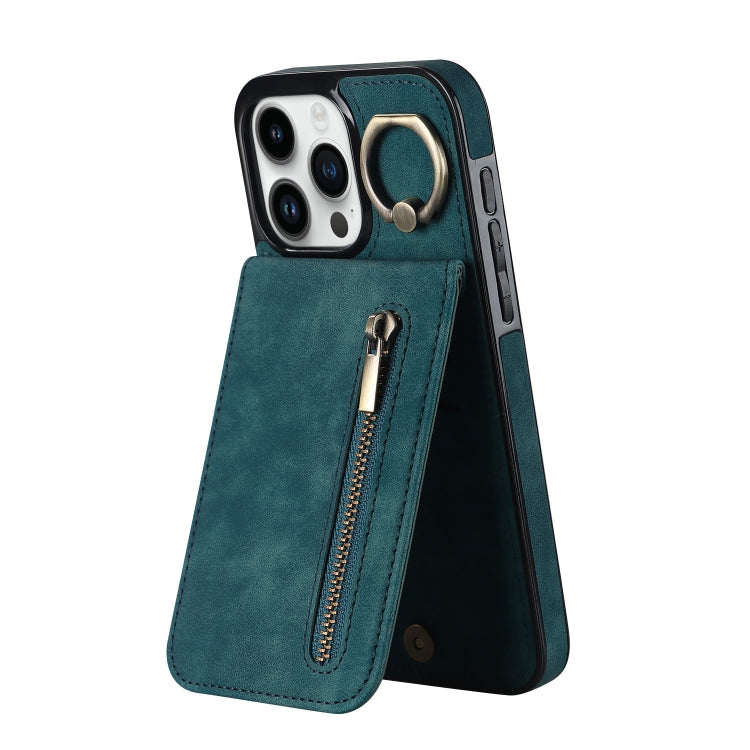 Retro Ring and Zipper RFID Card Slot Phone Case, For iPhone 15 Pro Max, For iPhone 15 Pro, For iPhone 15 Plus