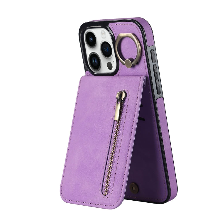 Retro Ring and Zipper RFID Card Slot Phone Case, For iPhone 15 Pro Max, For iPhone 15 Pro, For iPhone 15 Plus