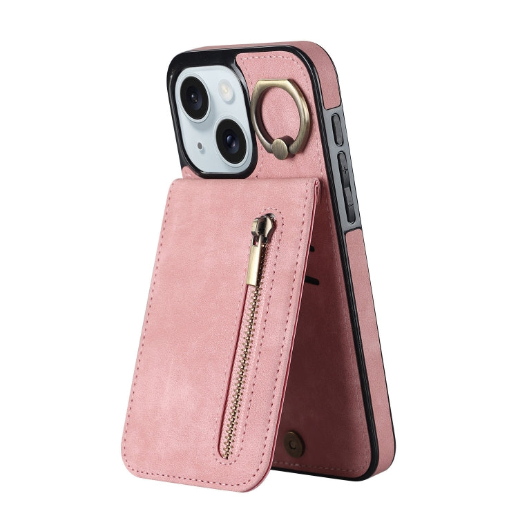 Retro Ring and Zipper RFID Card Slot Phone Case, For iPhone 15 Pro Max, For iPhone 15 Pro, For iPhone 15 Plus