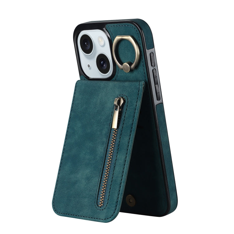 Retro Ring and Zipper RFID Card Slot Phone Case, For iPhone 15 Pro Max, For iPhone 15 Pro, For iPhone 15 Plus