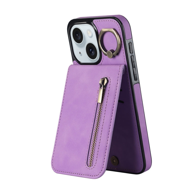 Retro Ring and Zipper RFID Card Slot Phone Case, For iPhone 15 Pro Max, For iPhone 15 Pro, For iPhone 15 Plus