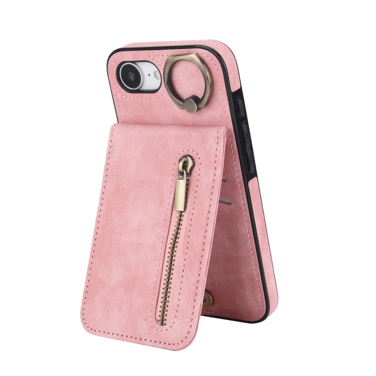 Retro Ring and Zipper RFID Card Slot Phone Case, For iPhone 16e, For iPhone 16 Pro Max, For iPhone 16 Pro