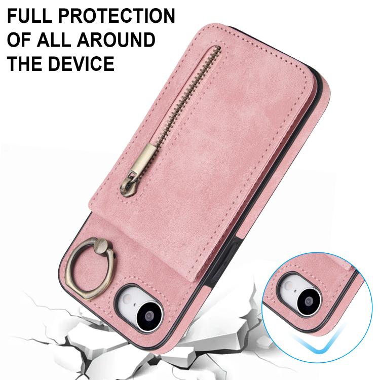 Retro Ring and Zipper RFID Card Slot Phone Case, For iPhone 16e, For iPhone 16 Pro Max, For iPhone 16 Pro