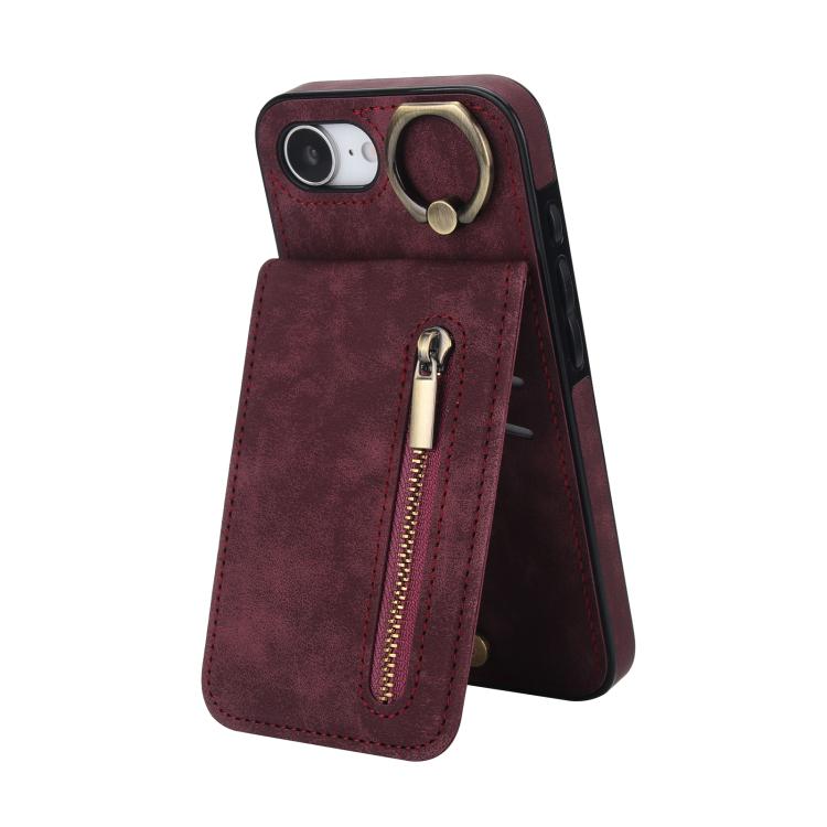 Retro Ring and Zipper RFID Card Slot Phone Case, For iPhone 16e, For iPhone 16 Pro Max, For iPhone 16 Pro