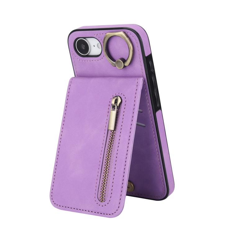 Retro Ring and Zipper RFID Card Slot Phone Case, For iPhone 16e, For iPhone 16 Pro Max, For iPhone 16 Pro