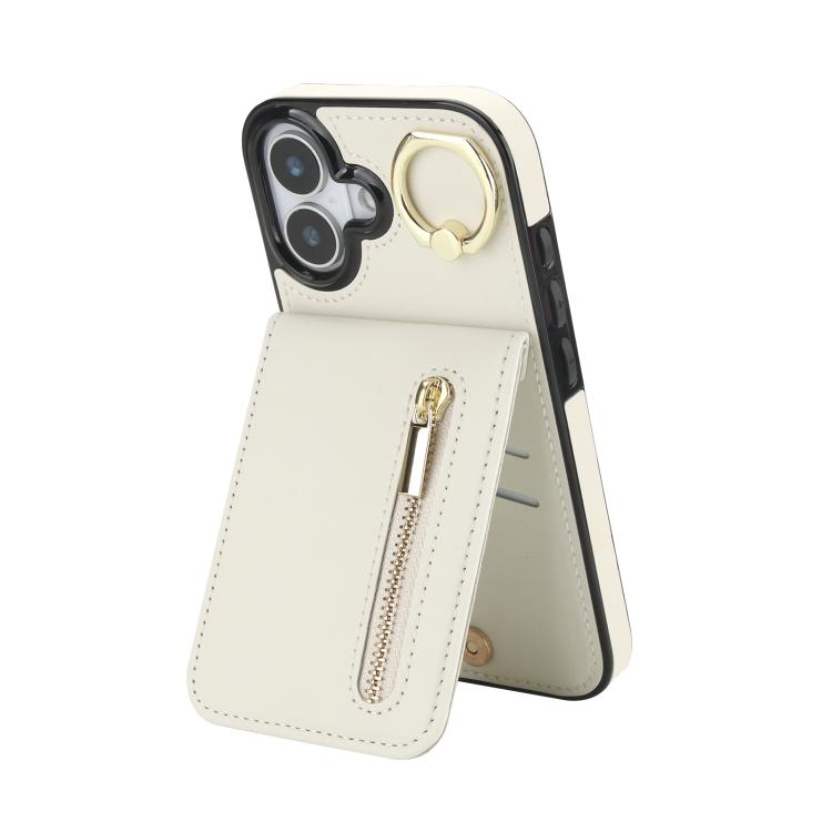 Retro Ring and Zipper RFID Card Slot Phone Case, For iPhone 16 Plus, For iPhone 16, For iPhone 15 Pro Max