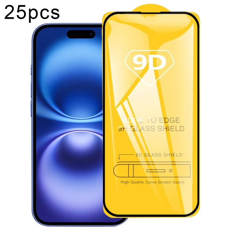 25pcs 9D Full Glue Screen Tempered Glass Film, For iPhone 16 Pro Max, For iPhone 16 Pro, For iPhone 16 Plus, For iPhone 16, For iPhone 15 Plus / 15 Pro Max, For iPhone 15 / 15 Pro