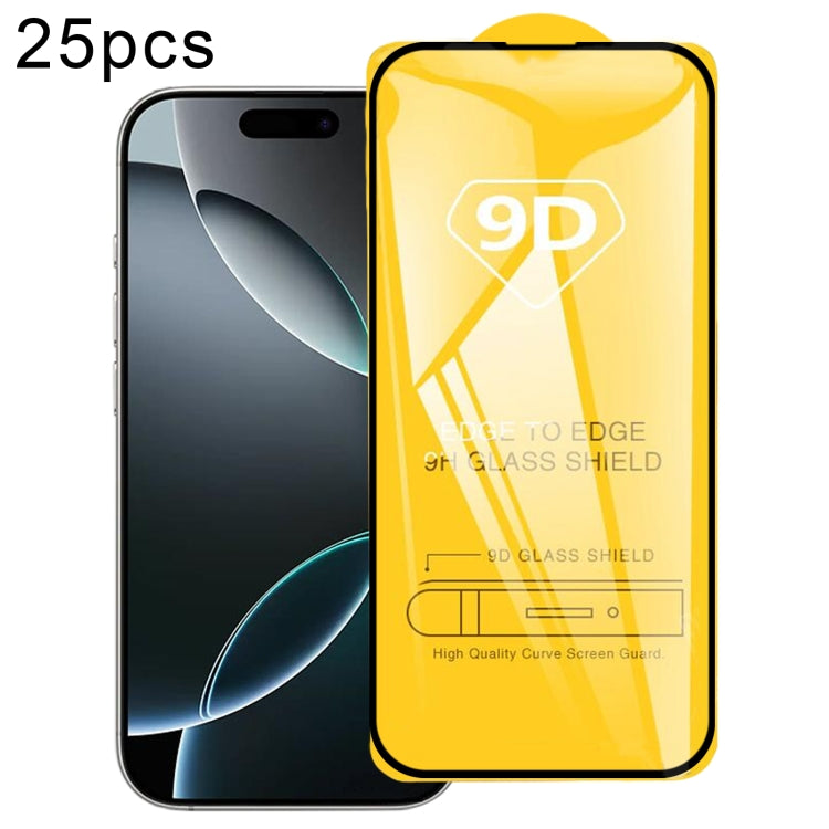 25pcs 9D Full Glue Screen Tempered Glass Film, For iPhone 16 Pro Max, For iPhone 16 Pro, For iPhone 16 Plus, For iPhone 16, For iPhone 15 Plus / 15 Pro Max, For iPhone 15 / 15 Pro