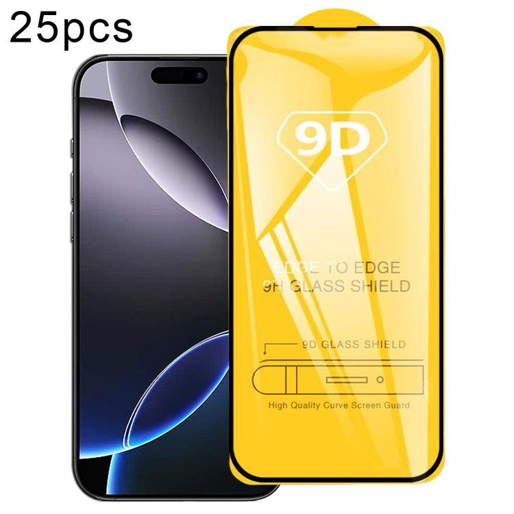 25pcs 9D Full Glue Screen Tempered Glass Film, For iPhone 16 Pro Max, For iPhone 16 Pro, For iPhone 16 Plus, For iPhone 16, For iPhone 15 Plus / 15 Pro Max, For iPhone 15 / 15 Pro