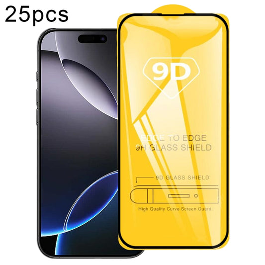 25pcs 9D Full Glue Screen Tempered Glass Film, For iPhone 16 Pro Max, For iPhone 16 Pro, For iPhone 16 Plus, For iPhone 16, For iPhone 15 Plus / 15 Pro Max, For iPhone 15 / 15 Pro