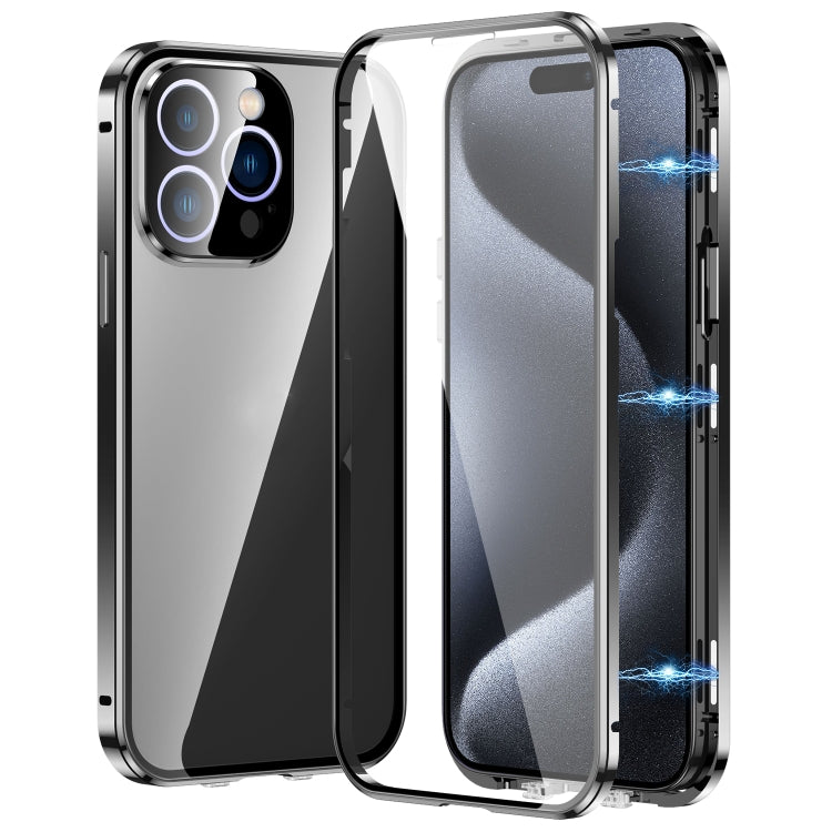 Magnetic Double-buckle HD Tempered Glass Phone Case, For iPhone 16, For iPhone 15 Pro Max, For iPhone 15 Pro, For iPhone 15 Plus