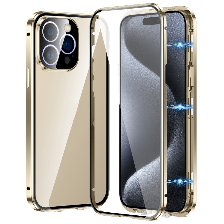 Magnetic Double-buckle HD Tempered Glass Phone Case, For iPhone 16, For iPhone 15 Pro Max, For iPhone 15 Pro, For iPhone 15 Plus