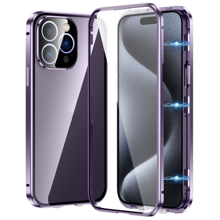 Magnetic Double-buckle HD Tempered Glass Phone Case, For iPhone 16, For iPhone 15 Pro Max, For iPhone 15 Pro, For iPhone 15 Plus