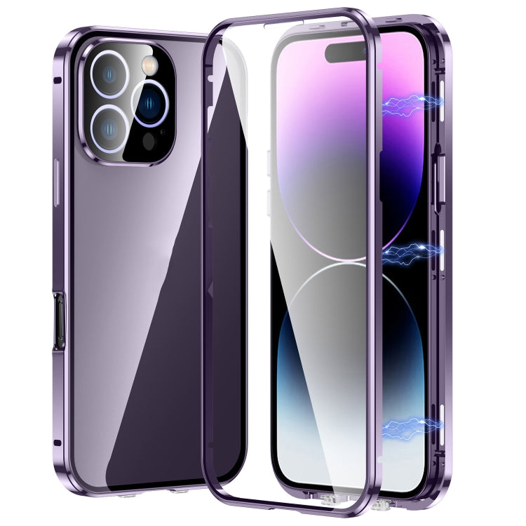 Magnetic Double-buckle HD Tempered Glass Phone Case, For iPhone 16e, For iPhone 16 Pro Max, For iPhone 16 Pro, For iPhone 16 Plus