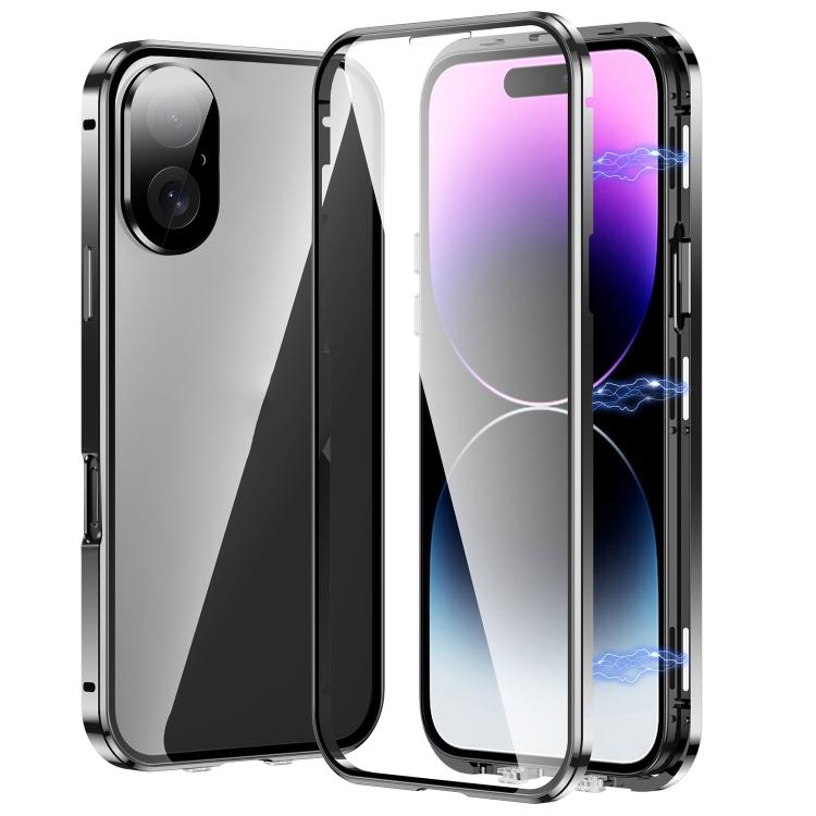 Magnetic Double-buckle HD Tempered Glass Phone Case, For iPhone 16e, For iPhone 16 Pro Max, For iPhone 16 Pro, For iPhone 16 Plus