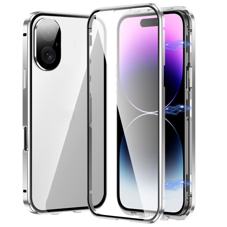 Magnetic Double-buckle HD Tempered Glass Phone Case, For iPhone 16e, For iPhone 16 Pro Max, For iPhone 16 Pro, For iPhone 16 Plus