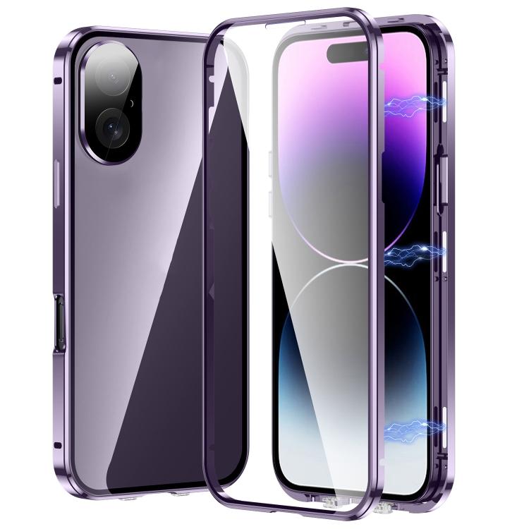 Magnetic Double-buckle HD Tempered Glass Phone Case, For iPhone 16e, For iPhone 16 Pro Max, For iPhone 16 Pro, For iPhone 16 Plus