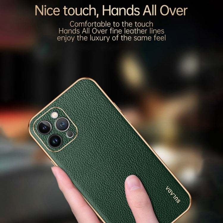 SULADA TPU + Litchi Texture Leather Phone Case, For iPhone 15 Pro Max, For iPhone 15 Pro, For iPhone 15 Plus, For iPhone 15