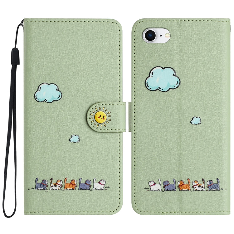 Cartoon Cats Leather Phone Case, For iPhone 14 Pro Max, For iPhone SE 2022 / SE 2020, For iPhone 13 Pro Max, For iPhone 13 Pro