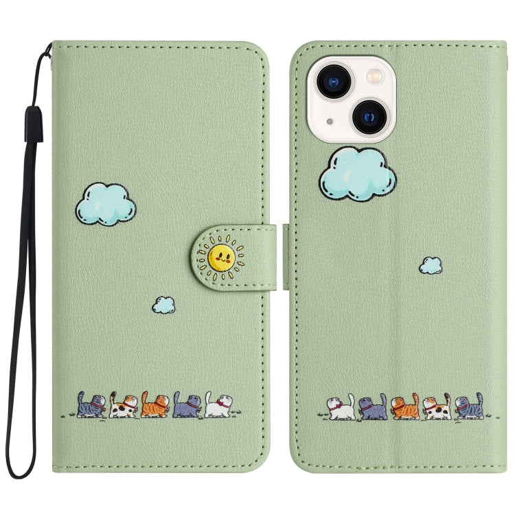 Cartoon Cats Leather Phone Case, For iPhone 17e / 16e, For iPhone 15 Pro Max, For iPhone 15 Pro, For iPhone 15 Plus