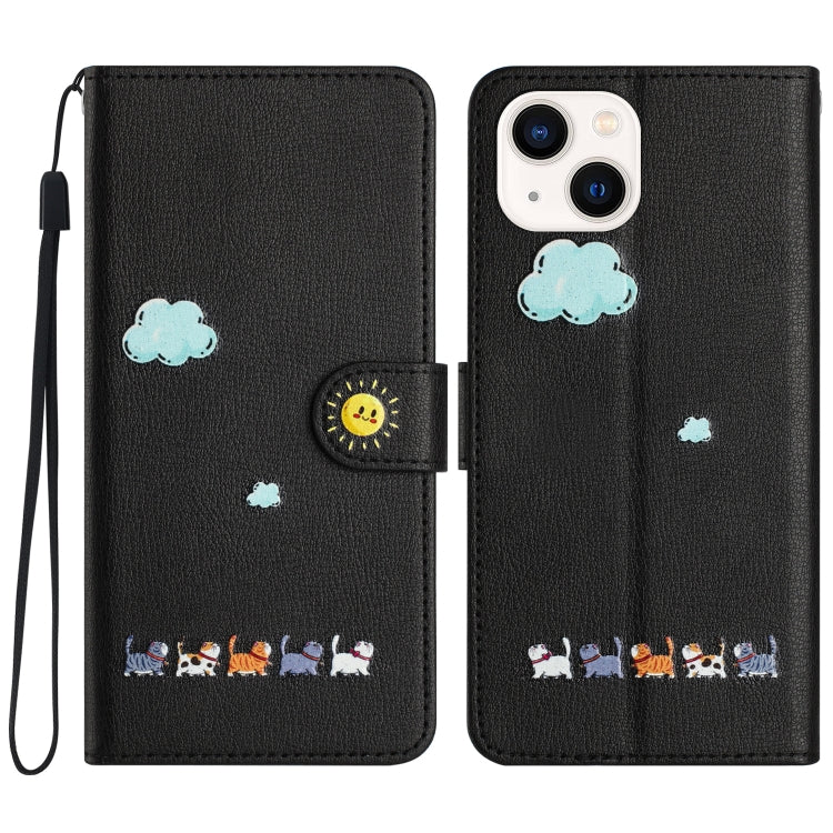 Cartoon Cats Leather Phone Case, For iPhone 17e / 16e, For iPhone 15 Pro Max, For iPhone 15 Pro, For iPhone 15 Plus