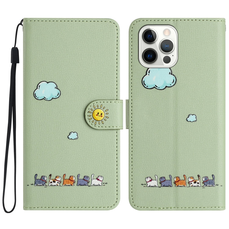 Cartoon Cats Leather Phone Case, For iPhone 17e / 16e, For iPhone 15 Pro Max, For iPhone 15 Pro, For iPhone 15 Plus