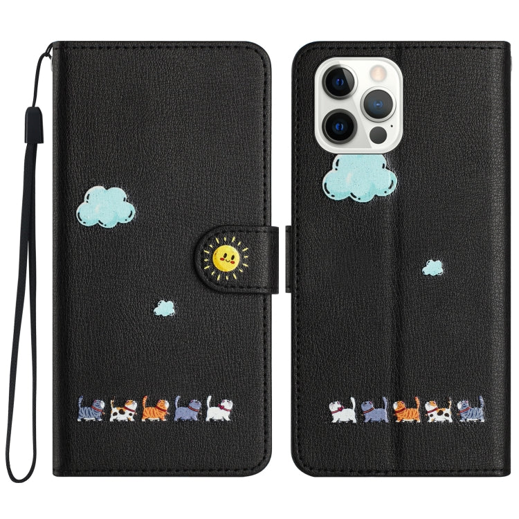 Cartoon Cats Leather Phone Case, For iPhone 17e / 16e, For iPhone 15 Pro Max, For iPhone 15 Pro, For iPhone 15 Plus