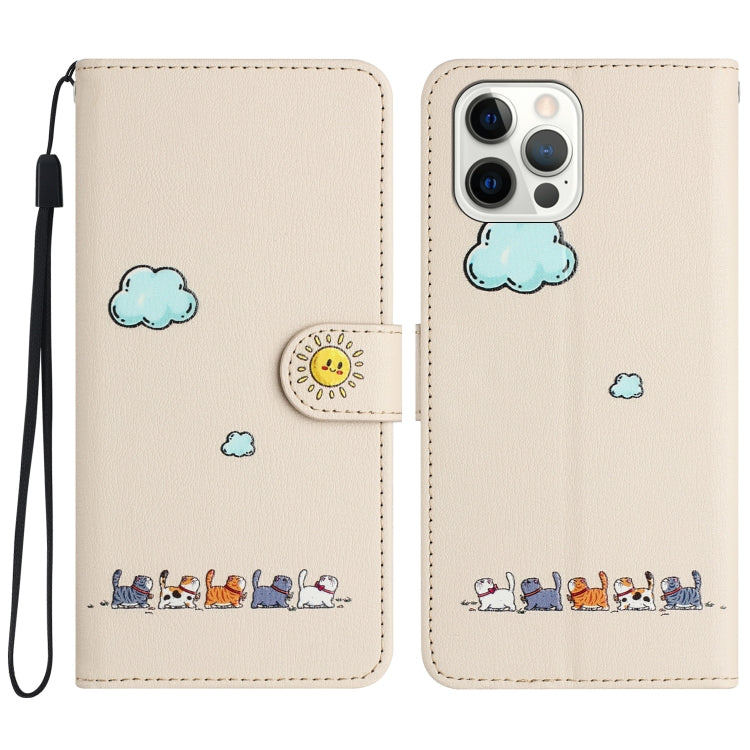 Cartoon Cats Leather Phone Case, For iPhone 17e / 16e, For iPhone 15 Pro Max, For iPhone 15 Pro, For iPhone 15 Plus
