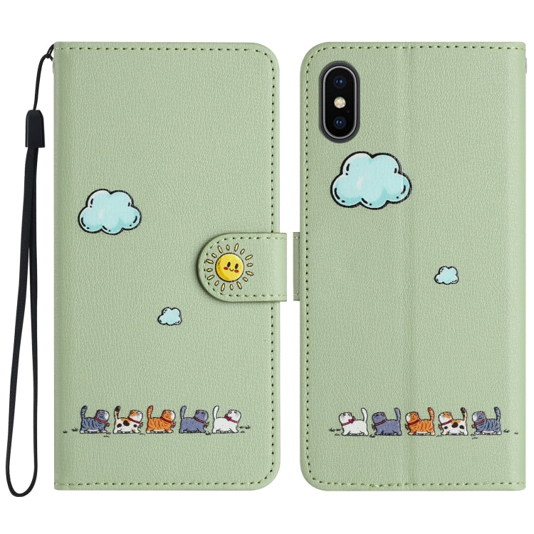 Cartoon Cats Leather Phone Case, For iPhone 11, For iPhone 11 Pro, For iPhone XS / X, For iPhone XR