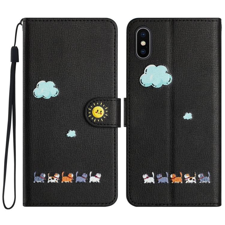 Cartoon Cats Leather Phone Case, For iPhone 11, For iPhone 11 Pro, For iPhone XS / X, For iPhone XR