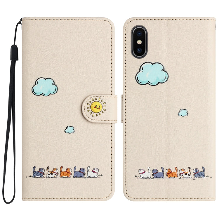 Cartoon Cats Leather Phone Case, For iPhone 11, For iPhone 11 Pro, For iPhone XS / X, For iPhone XR