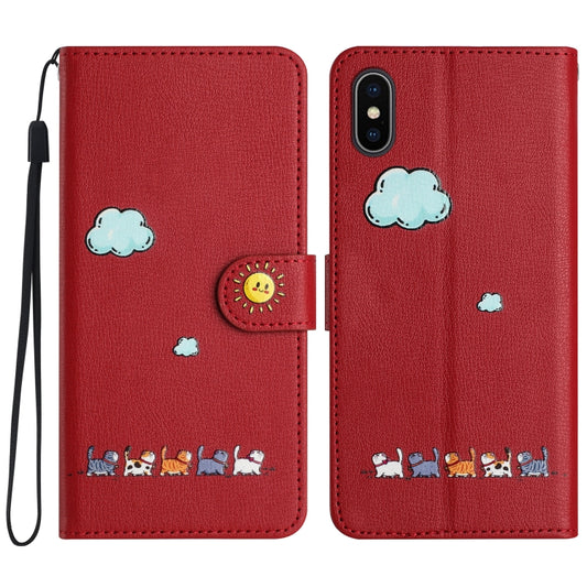 Cartoon Cats Leather Phone Case, For iPhone XS Max, For iPhone 8 Plus / 7 Plus