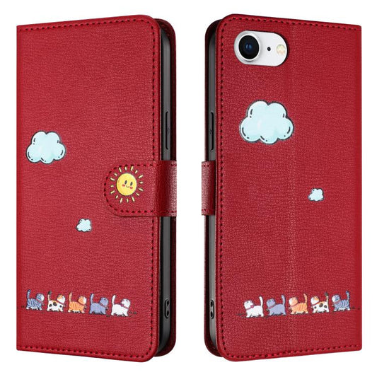 Cartoon Cats Leather Phone Case, For iPhone 17e / 16e, For iPhone 15 Pro Max, For iPhone 15 Pro, For iPhone 15 Plus