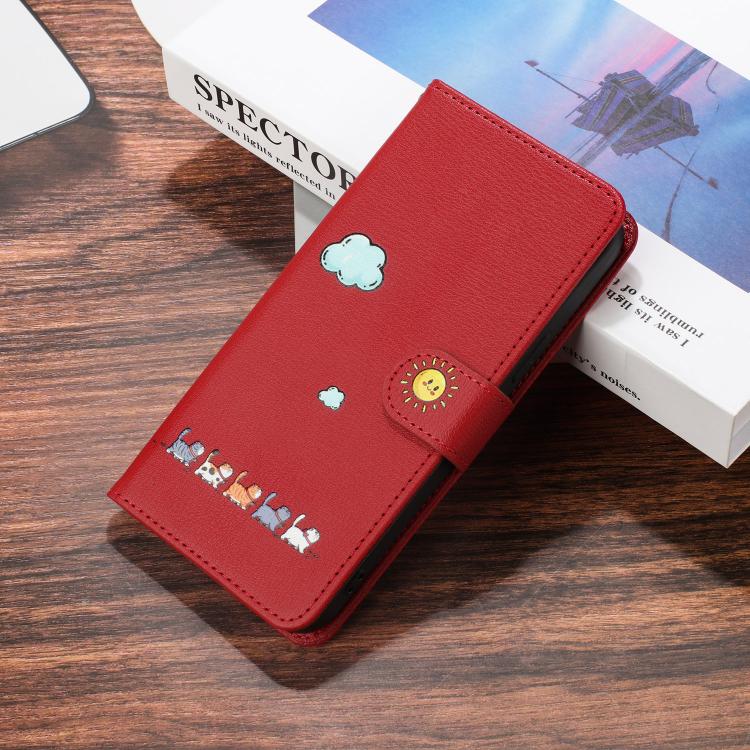 Cartoon Cats Leather Phone Case, For iPhone 17e / 16e, For iPhone 15 Pro Max, For iPhone 15 Pro, For iPhone 15 Plus