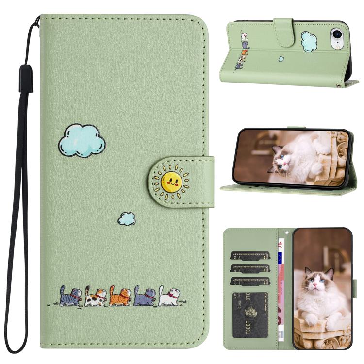 Cartoon Cats Leather Phone Case, For iPhone 17e / 16e, For iPhone 15 Pro Max, For iPhone 15 Pro, For iPhone 15 Plus