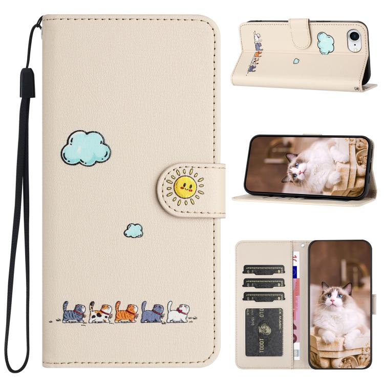 Cartoon Cats Leather Phone Case, For iPhone 17e / 16e, For iPhone 15 Pro Max, For iPhone 15 Pro, For iPhone 15 Plus