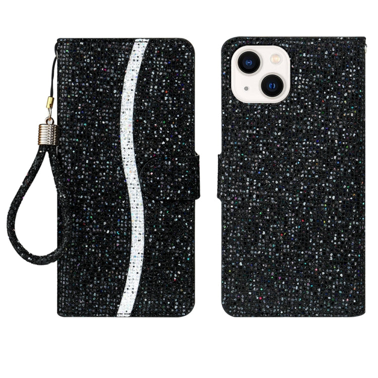 Glitter Powder Filp Leather Phone Case, For iPhone 15