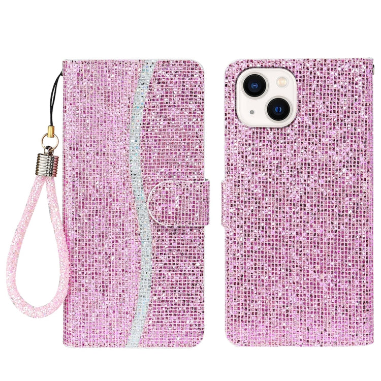 Glitter Powder Filp Leather Phone Case, For iPhone 15