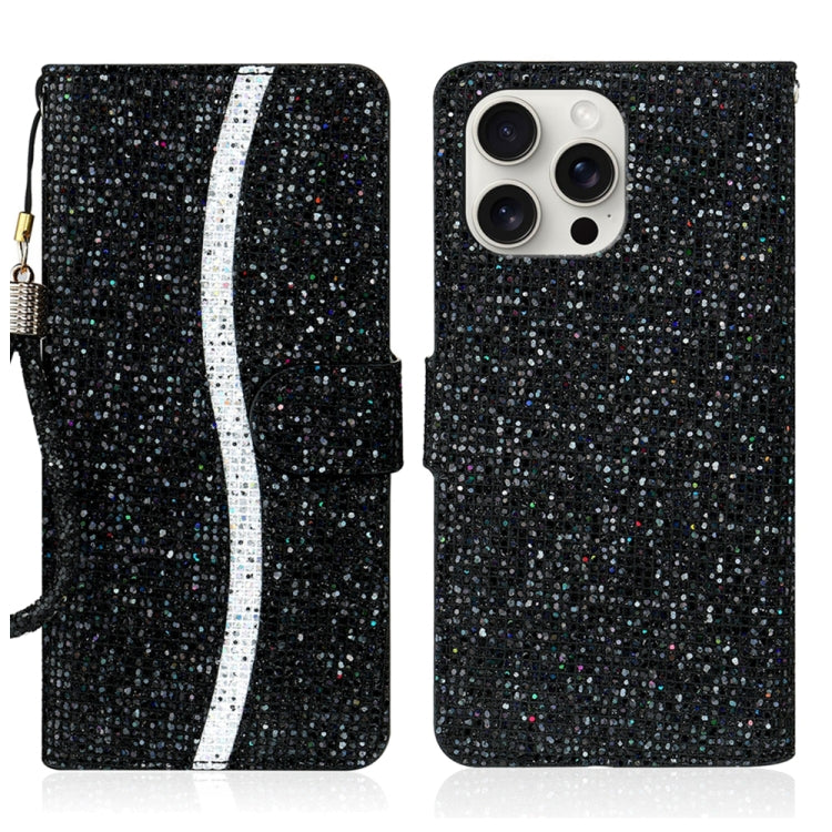 Glitter Powder Filp Leather Phone Case, For iPhone Air, For iPhone 16 Pro Max, For iPhone 16 Pro, For iPhone 16 Plus
