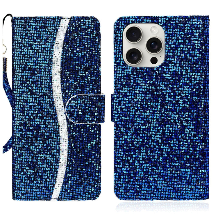 Glitter Powder Filp Leather Phone Case, For iPhone Air, For iPhone 16 Pro Max, For iPhone 16 Pro, For iPhone 16 Plus