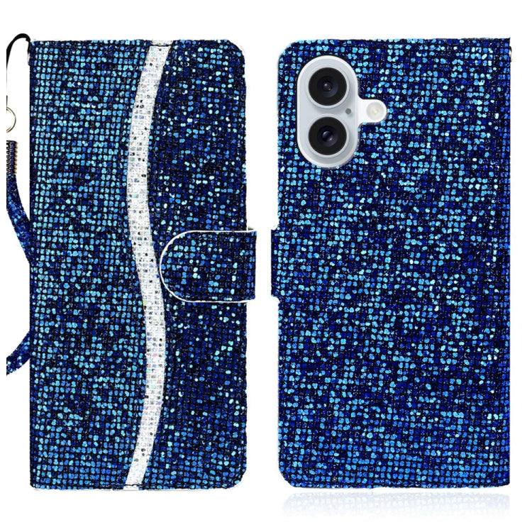 Glitter Powder Filp Leather Phone Case, For iPhone Air, For iPhone 16 Pro Max, For iPhone 16 Pro, For iPhone 16 Plus