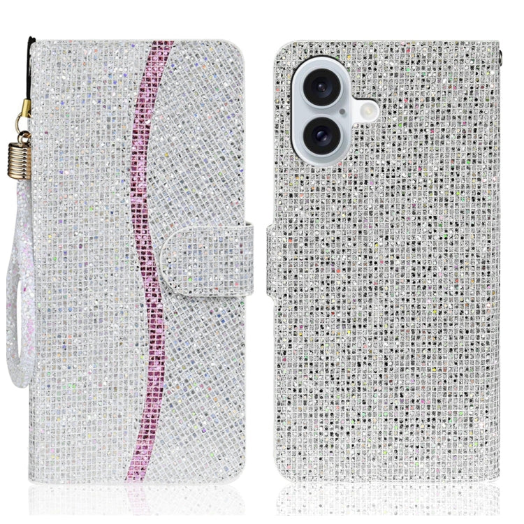 Glitter Powder Filp Leather Phone Case, For iPhone Air, For iPhone 16 Pro Max, For iPhone 16 Pro, For iPhone 16 Plus