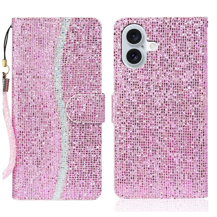 Glitter Powder Filp Leather Phone Case, For iPhone 16, For iPhone 15 Pro Max, For iPhone 15 Pro, For iPhone 15 Plus